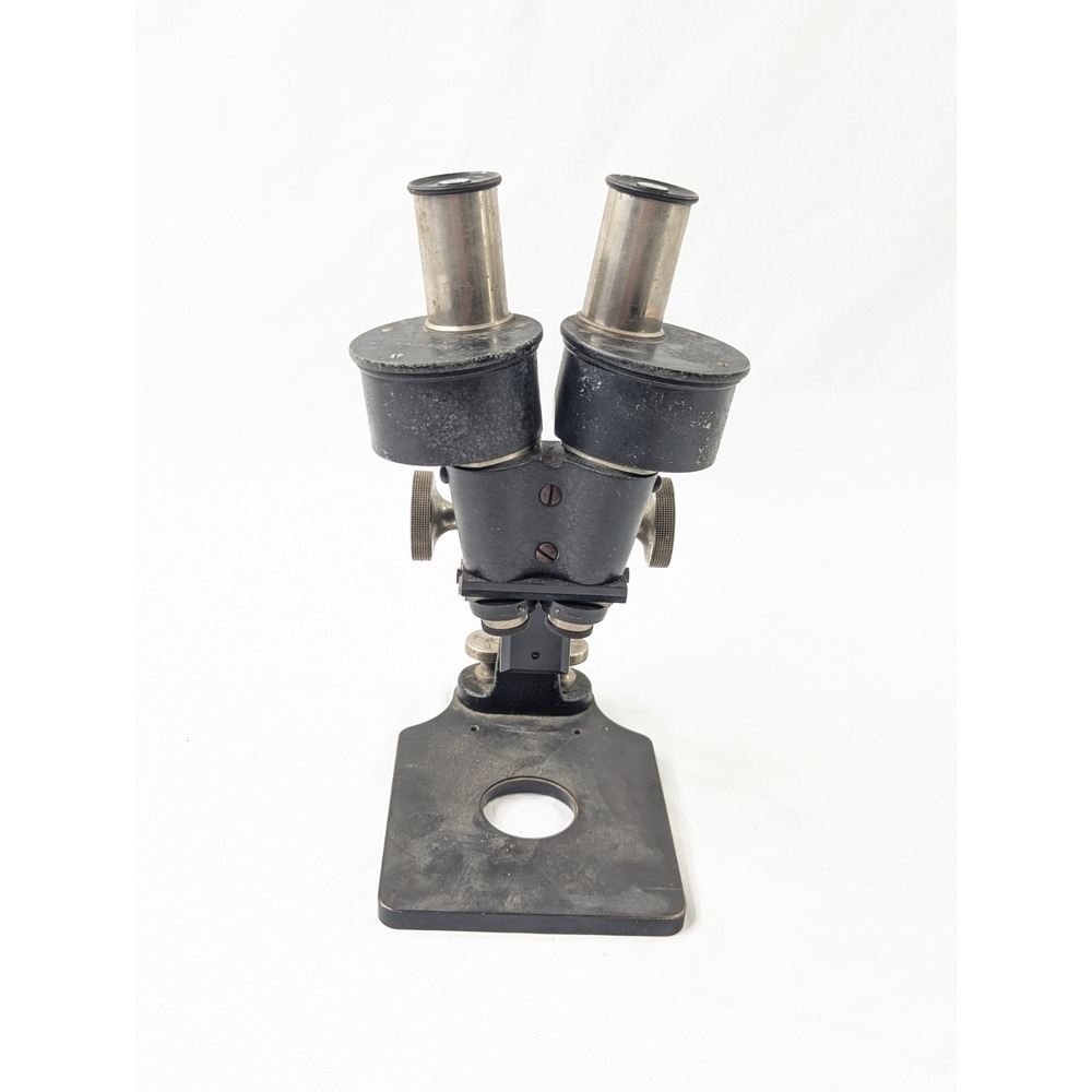 antique Carl‎ Zeiss Jena Iron Heavy Mechanical binocular lab microscope
